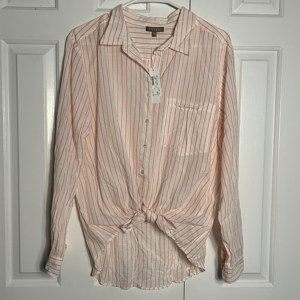 NEW LILLA P Long sleeve Boyfriend Button Down - 100% cotton - size large